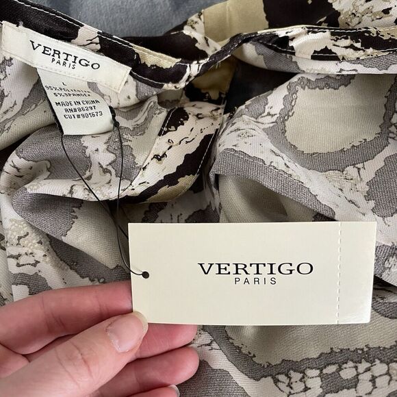 Vertigo Paris NWT Women Dress Size L Animal Print Shirt Chic Minimalism Basic - Picture 9 of 14